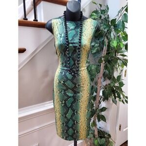 Goodtime USA Women's Green Polyester Round Neck Sleeveless Knee Length Dress S